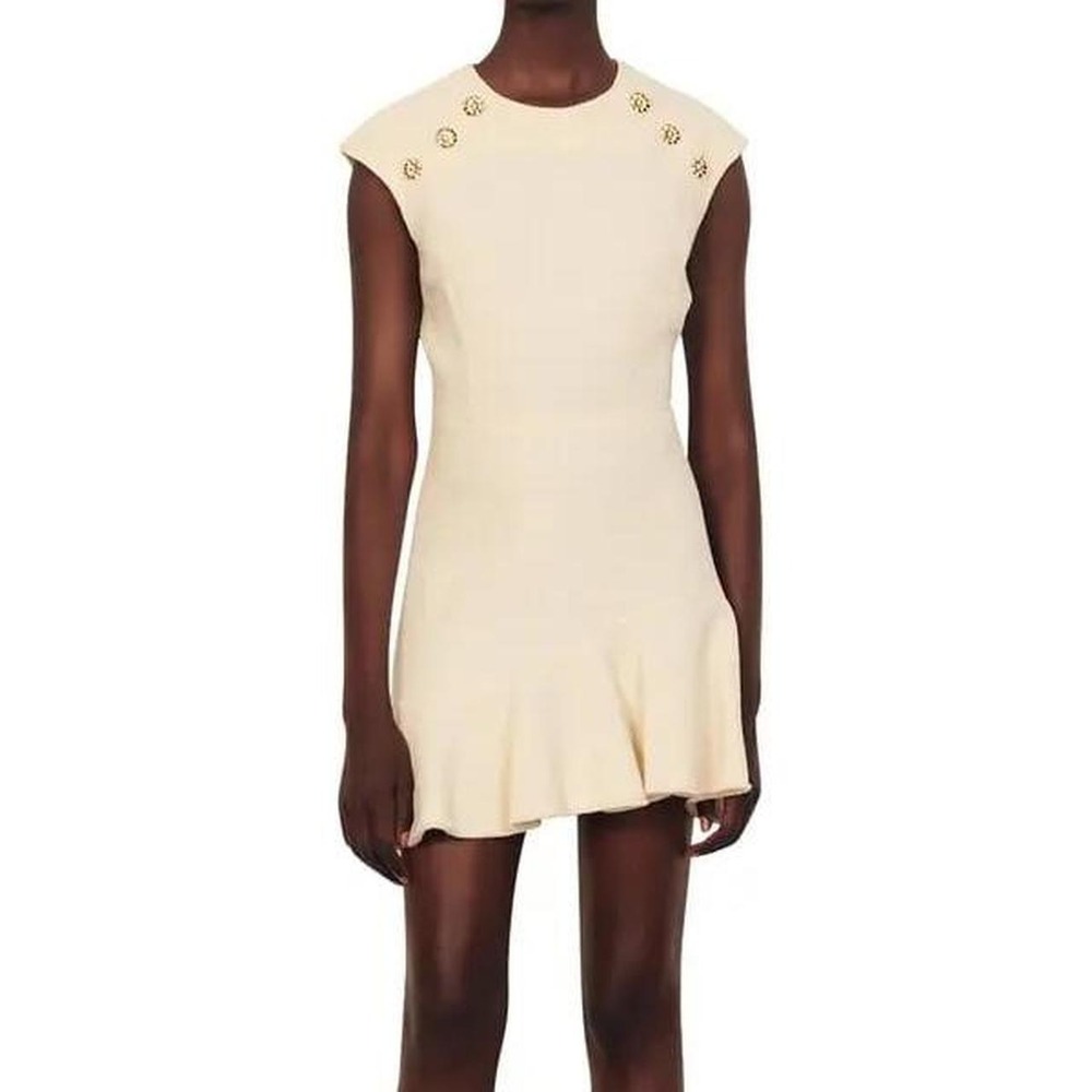 Sandro Liliana Cap Sleeve Asymmetric Ruffle Hem Mini Dress